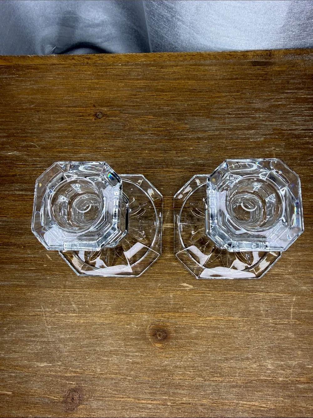 Vtg Mikasa Lead Crystal Elegant Edinburgh Candlestick Holders Set of 2 READ